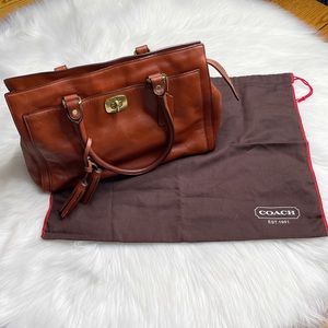 COACH New York Legacy Saddle Brown Leather Chelsea Satchel Shoulder Bag Purse